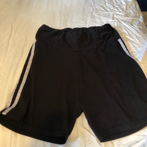 black and white striped biker shorts